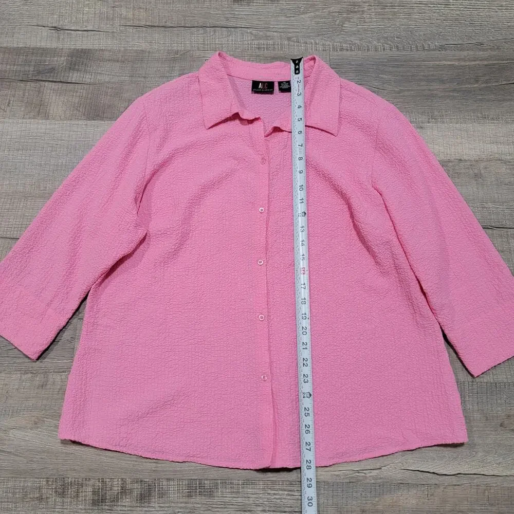 ALC Pink Crinkle Button Up Shirt Plus Size 1X Contemporary Art to Wear Unique - Picture 4 of 5